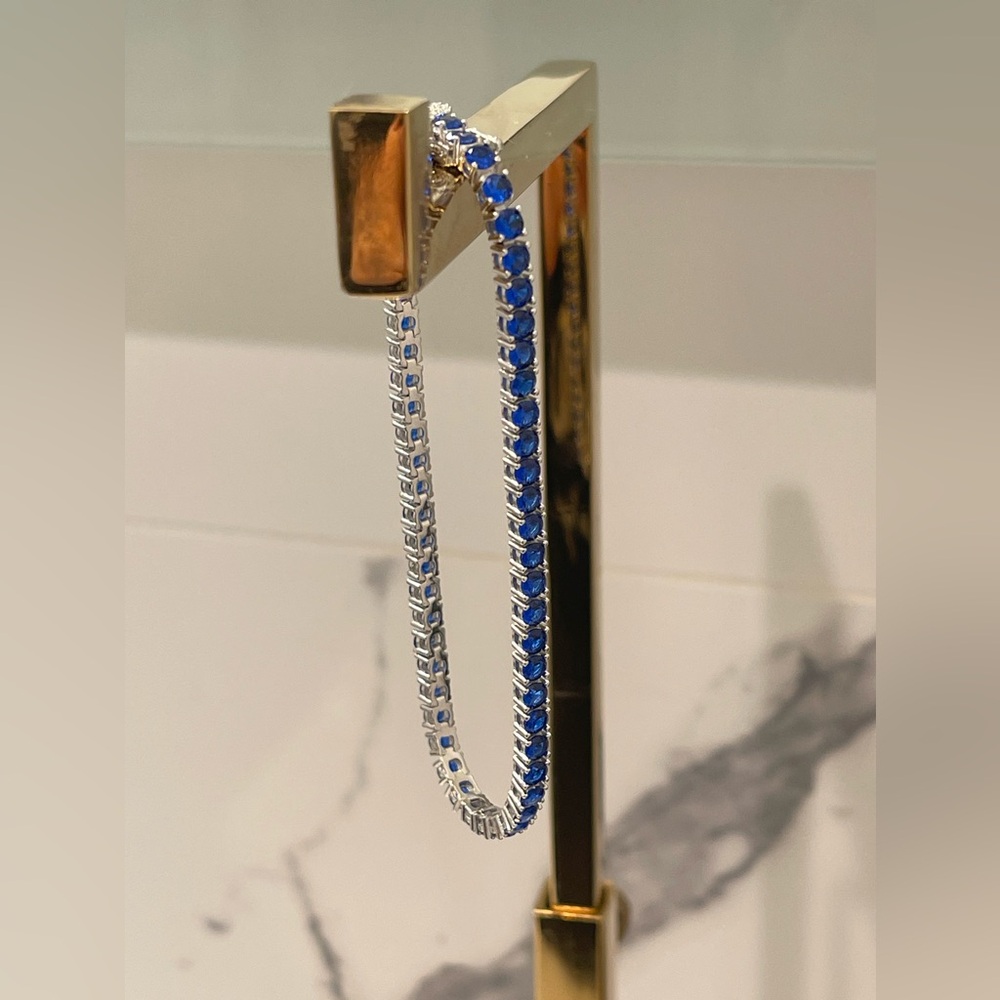 Sterling Silver 925 CZ Sapphire Bracelet